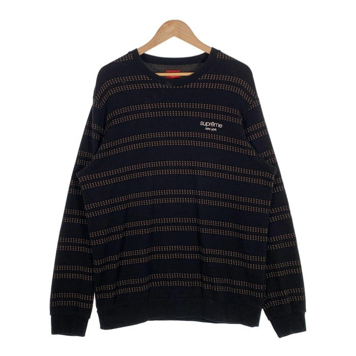 SUPREME シュプリーム 18SS Dash Stripe Crewneck ダッシュストライプ クルーネックスウェットトレーナー ブラック Size L 福生店