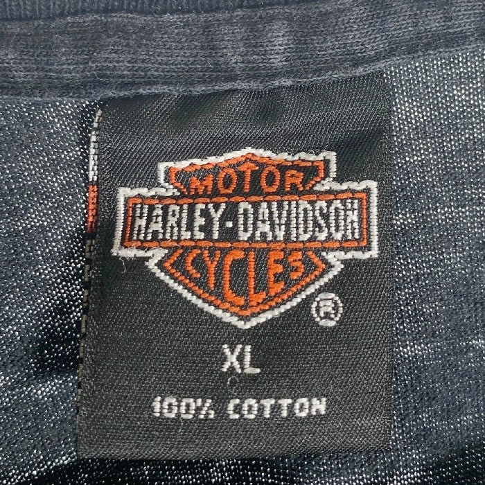 90's HARLEY-DAVIDSON ハーレーダビッドソン エンブレムロゴプリント ポケットTシャツ ブラック 1995コピーライト Size  XL 福生店