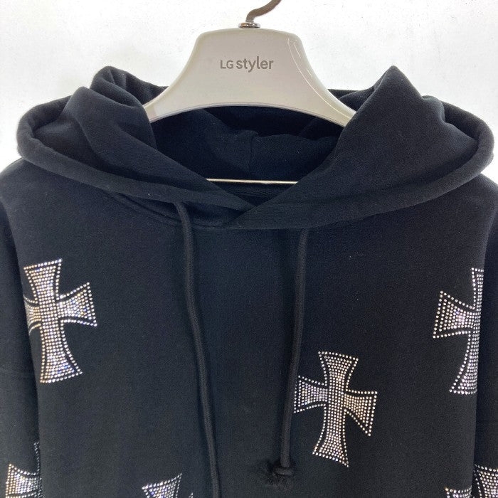 unknown アンノウン Rhinestone Cross Zip Hoodie ラインストーン クロス ジップ フーディー ブラック Size M 瑞穂店