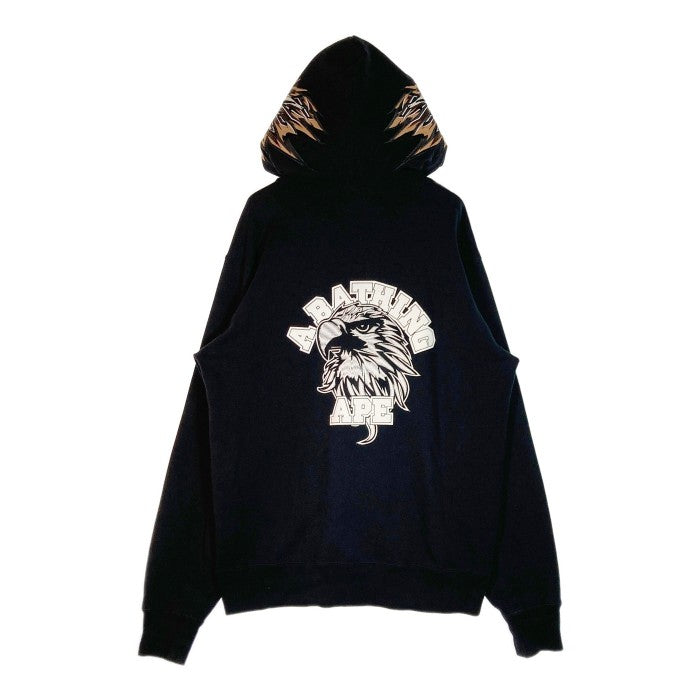 A BATHING APE アベイシングエイプ EAGLE FULL ZIP HOODIE 刺繍 フルジップパーカー 001ZPG201020X ブラック size2XL 瑞穂店