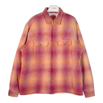 SUPREME シュプリーム 22AW Shearling Lined Flannel Shirt シアリング ライン フランネル シャツ ピンク オレンジ sizeL 瑞穂店