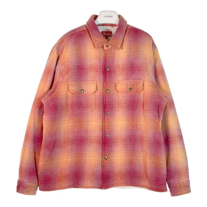 SUPREME シュプリーム 22AW Shearling Lined Flannel Shirt シアリング ライン フランネル シャツ ピンク オレンジ sizeL 瑞穂店