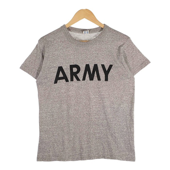 US古着 80's Champion チャンピオン ARMY プリントTシャツ 杢グレー トリコタグ 袖裾シングル Size S 福生店