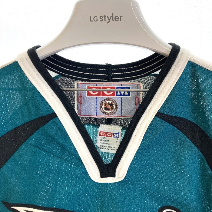 US古着 CCM NHL SAN JOSE SHARKS サンノゼシャークス ゲームシャツ ホッケーシャツ カナダ製 グリーン sizeS 瑞穂店