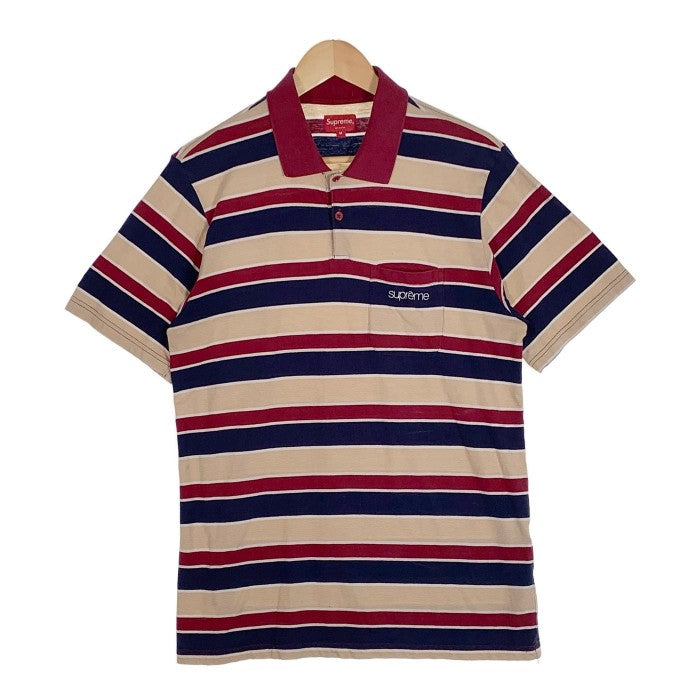 SUPREME シュプリーム 19SS Classic Logo Stripe Polo クラシックロゴ ストライプ ポロ シャツ Size M 福生店