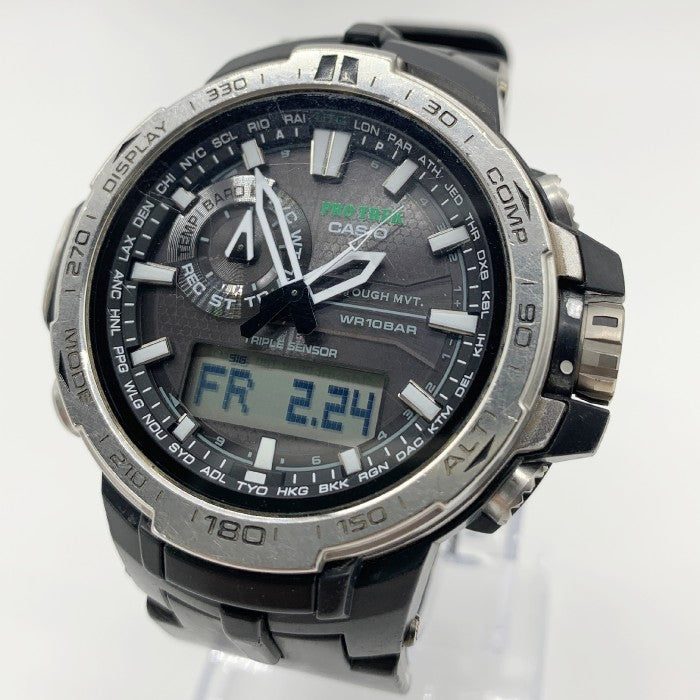 CASIO カシオ PRO TREK プロトレック トリプルセンサー 電波ソーラー 腕時計 PRW-6000 本体のみ シルバー ブラック 福生店