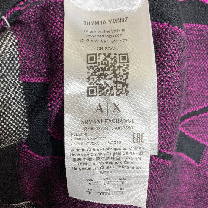 ARMANI EXCHANGE アルマーニエクスチェンジ 3HYM1A YMN8Z Knit sweater Fuchsia ニットセーター ブラック sizeS 瑞穂店