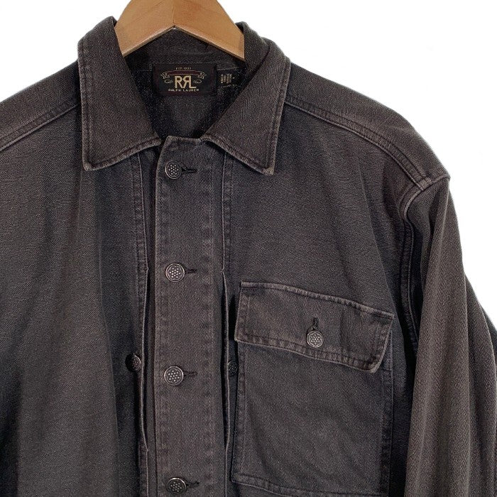 RRL ダブルアールエル ヘリンボーン ツイル オーバーシャツ ミリタリー 13スター ブラック Size M 福生店