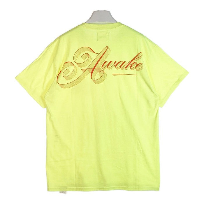 AWAKE アウェイク Tシャツ ロゴ 半袖 蛍光 イエロー sizeL 瑞穂店
