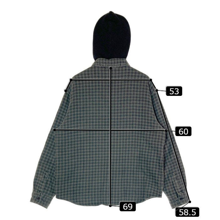 Supreme シュプリーム Houndstooth Flannel Hooded shirt グレー sizeS ...
