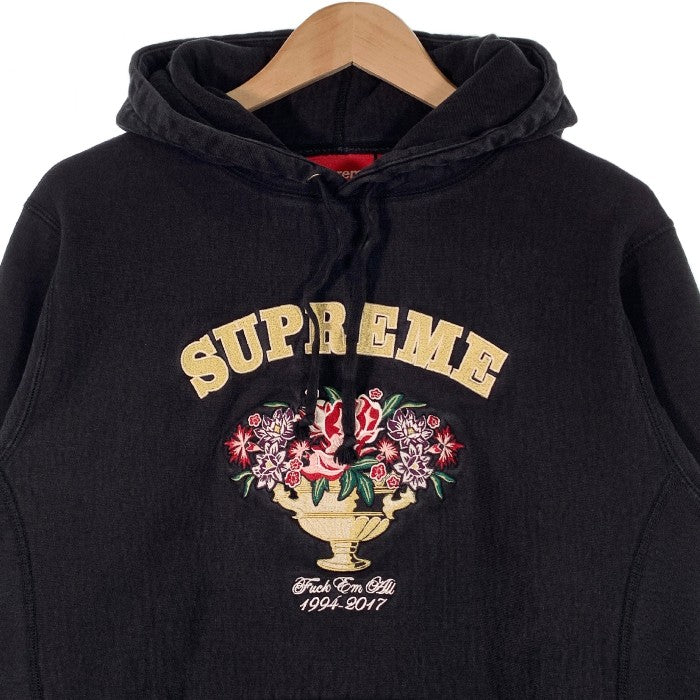 SUPREME シュプリーム 17AW Centerpiece Hooded Sweatshirt センターピース 刺繡 スウェットパーカー ブラック Size M 福生店