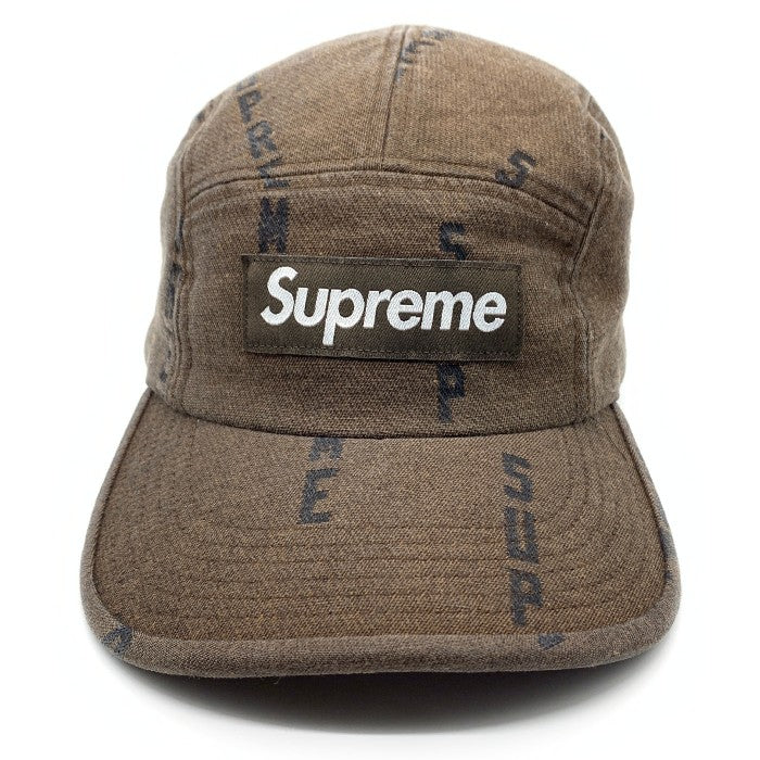 SUPREME シュプリーム 20AW Logo Stripe Jacquard Denim Camp Cap ロゴストライプ ジャガード デニム キャンプキャップ ブラウン 福生店