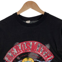 90's AEROSMITH エアロスミス PUMP TOUR 1990 プリントTシャツ ブラック PUSHEAD パスヘッド 袖裾シングル Size L 福生店