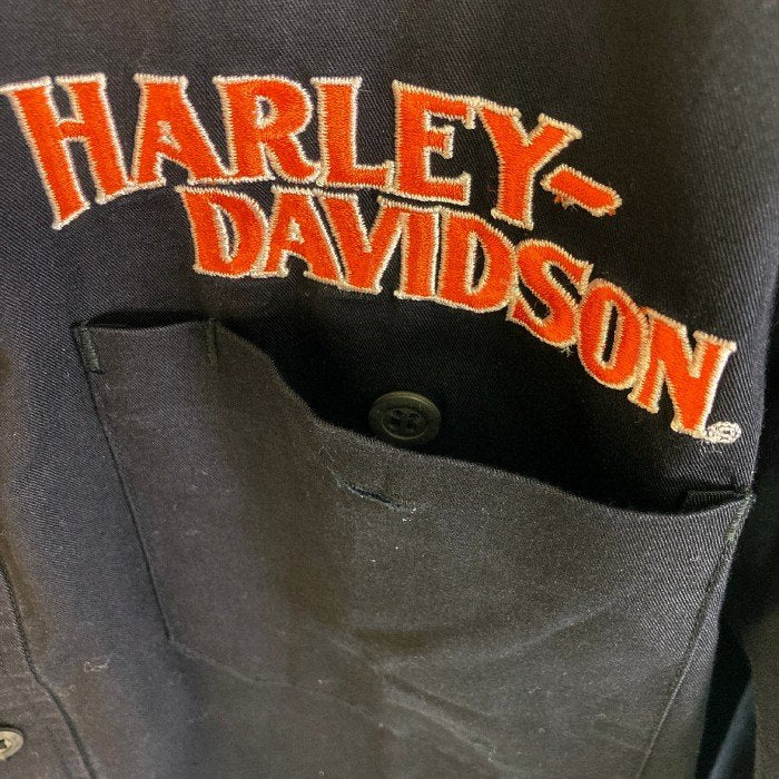 Harley-Davidson ハーレーダビッドソン 刺繍 ボタンダウンシャツ 長袖 ブラック size:M 瑞穂店