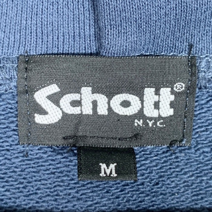 Schott ショット HOODED SWEAT OVAL CHENILLE LOGO プルオーバースウェットパーカー 刺繡 ロゴワッペン ネイビー Size M 福生店