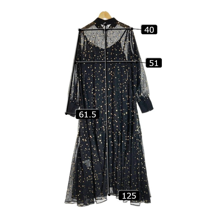 Ameri VINTAGE アメリヴィンテージ AIRY HIGH NECKED DRESS 星柄 エアリーワンピース 02020550590 ブラック sizeM 瑞穂店