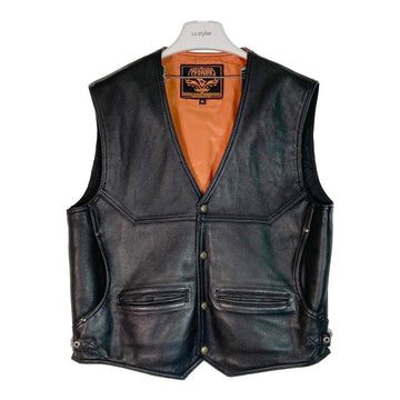 MILWAUKEE LEATHER　ミルウォーキー  レザー ベスト ブラック sizeXL 瑞穂店