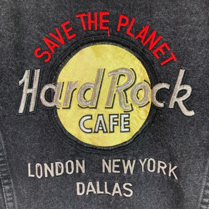 Hard Rock CAFE ハードロックカフェ 刺繡ロゴ デニムジャケット ブラック size38 瑞穂店