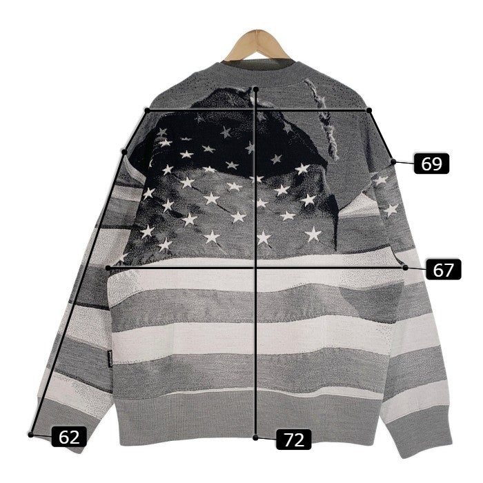 Palm Angels パームエンジェルス 22AW Jacquard Flag Wool Brend Sweater ジャガードフラッグ ウールブレンド セーター グレー 並行品 Size M 福生店