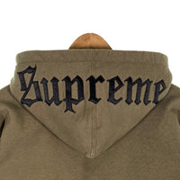SUPREME シュプリーム 16AW Old English Hood Logo Zip Up Sweatshirt フード オールドイングリッシュ ジップアップ スウェットパーカー オリーブ Size S 福生店