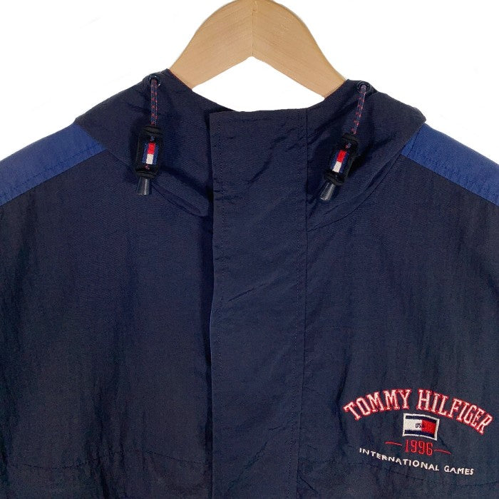 90's TOMMY HILFIGER トミーヒルフィガー ナイロン マウンテンパーカー USA 1996 ネイビー Size M 福生店