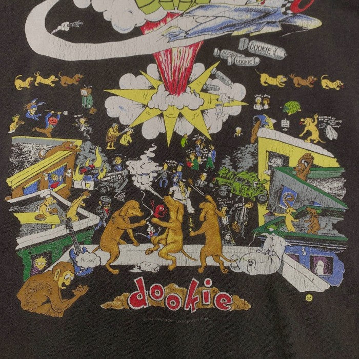 90's GREEN DAY グリーンデイ dookie Tour プリントTシャツ 両面 袖シングル 裾ダブル BROCKUM 1994コピーライト  ブラック Size L 福生店