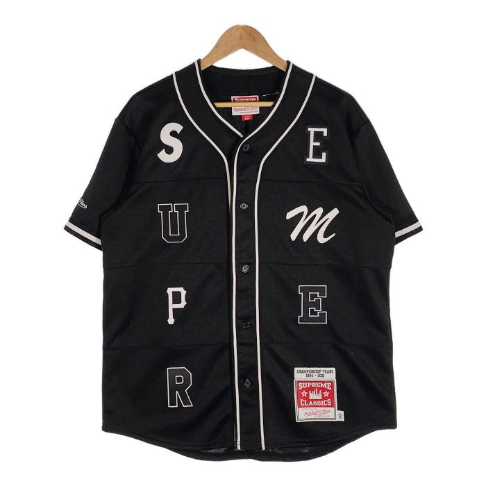 SUPREME シュプリーム 21AW Mitchell＆Ness Patchwork Baseball Jersey パッチワーク ベースボールジャージ シャツ ブラック Size S 福生店