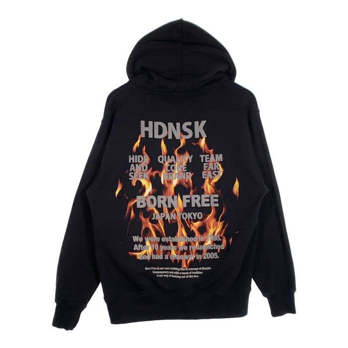 Hide and Seek ハイドアンドシーク 23AW Flame Hooded Sweat Shirt フレイム プルオーバースウェットパーカー ブラック HC-100823 Size M 福生店