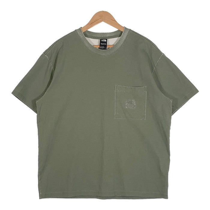 SUPREME シュプリーム 21SS THE NORTH FACE ノースフェイス Pigment Printed Pocket Tee ピグメントプリント ポケットTシャツ オリーブ 並行品 Size M 福生店