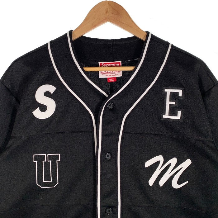 SUPREME シュプリーム 21AW Mitchell＆Ness Patchwork Baseball Jersey パッチワーク ベースボールジャージ シャツ ブラック Size S 福生店