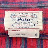 Polo Ralph Lauren ポロラルフローレン チェック コットン ワークシャツ ガチャポケ USA製 レッド Size L 福生店