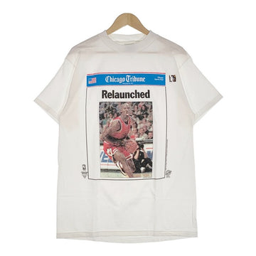 90's MICHAEL JORDAN マイケルジョーダン CHICAGO TRIBUNE フォトプリント Tシャツ TULTEX デッドストック ホワイト Size L 福生店