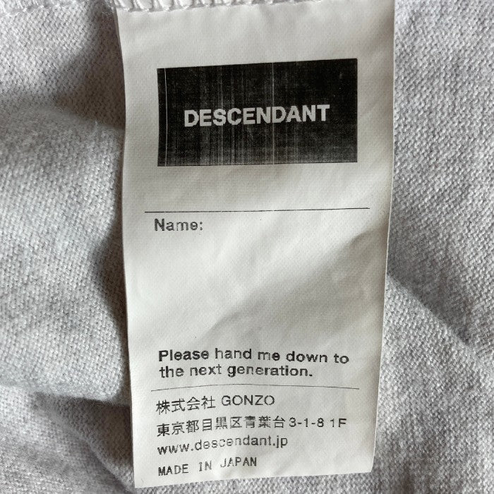 DESCENDANT ディセンダント ワンポイントロゴ刺繍 Tシャツ グレー size3 瑞穂店