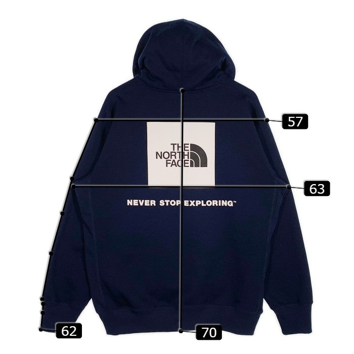 THE NORTH FACE ノースフェイス Back Square Logo Hoodie プリント スウェットパーカー ネイビー NT62040 Size XXL 福生店