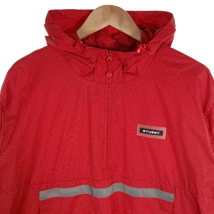 STUSSY ステューシー Contrast Ripstop Anorak コントラストリップストップ アノラック ナイロンジャケット リフレクター レッド Size L 福生店