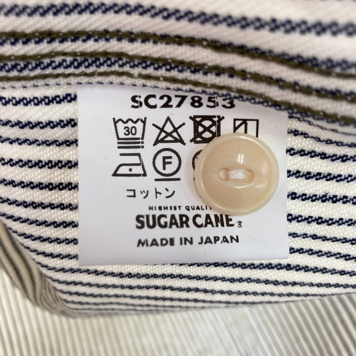 SUGAR CANE シュガーケーン 長袖 ヒッコリー ストライプ ワーク シャツ コットン 綿 SC27853 ホワイト×ネイビー sizeXL  瑞穂店