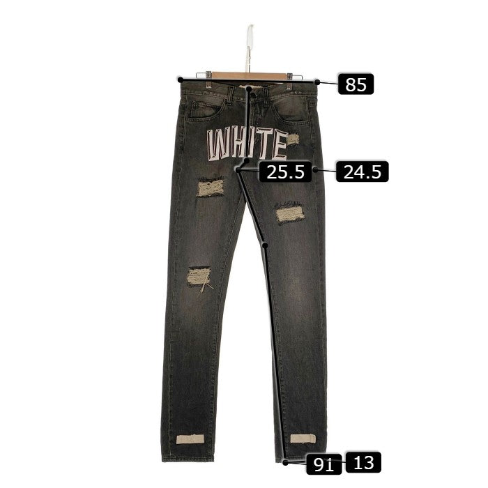 OFF-WHITE オフホワイト ダメージ加工 ブラックデニムパンツ スリム ブラック Size 30 福生店