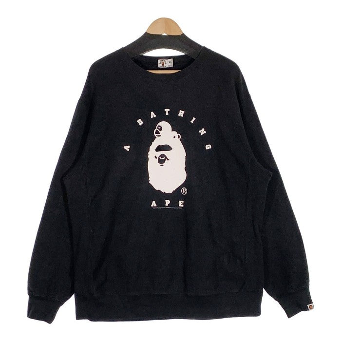 A BATHING APE アベイシングエイプ Baby Milo ベビーマイロ プリント スウェットクルーネック トレーナー ブラック Size XL 福生店