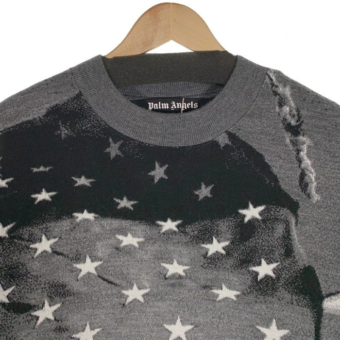 Palm Angels パームエンジェルス 22AW Jacquard Flag Wool Brend Sweater ジャガードフラッグ ウールブレンド セーター グレー 並行品 Size M 福生店