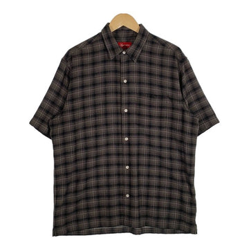 SUPREME シュプリーム 22SS Plaid S/S Shirts 半袖チェックシャツ バック刺繡ロゴ ブラック Size M 福生店