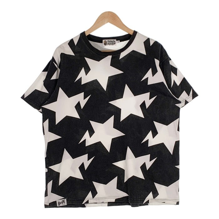 A BATHING APE アベイシングエイプ STA柄 プリントTシャツ ブラック ホワイト Size M 福生店