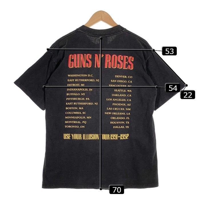90's GUNS N ’ROSES ガンズアンドローゼズ USE YOUR ILLUSION TOUR 1991-1992 プリントTシャツ BROCKUM ブラック Size L 福生店