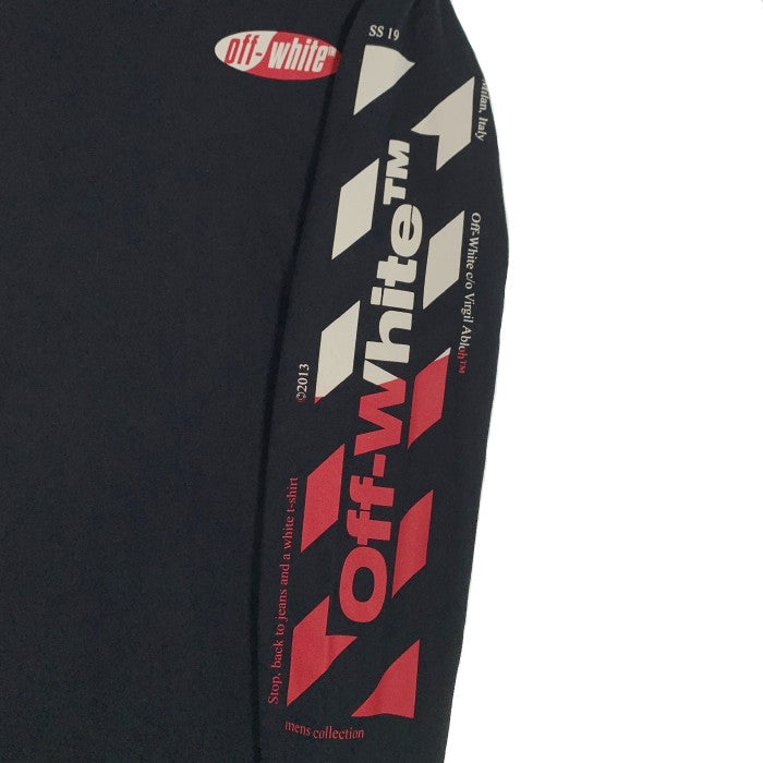 OFF-WHITE オフホワイト 19SS DIAG SPLIT LOGO L/S TEE ダイアゴナルスプリットロゴ ロングスリーブ Tシャツ ブラック OMAB001S19185006 Size L 福生店