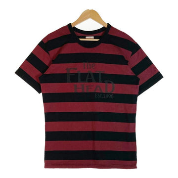 THE FLAT HEAD フラットヘッド ボーダーTシャツ 臙脂 レッド × ブラック size42 瑞穂店