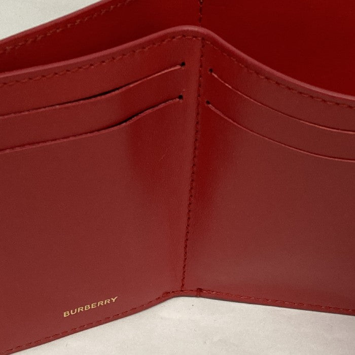 BURBERRY バーバリー Wホック 三つ折り財布 キャビアスキン レッド 瑞穂店