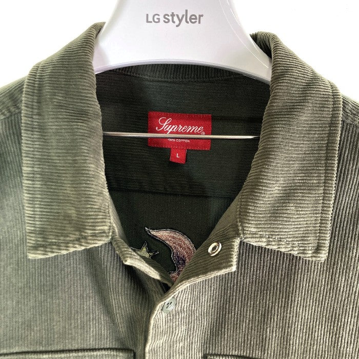 SUPREME シュプリーム 21AW Gonz Corduroy Work Shirt ゴンズ刺繍コーディロイワークシャツ カーキ sizeL 瑞穂店