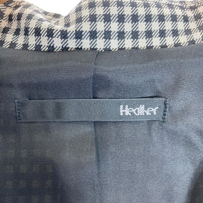 Heather ヘザー 千鳥格子 ジャケット パンツ セットアップ ブラック×ホワイト 上size:F 下size:S 瑞穂店