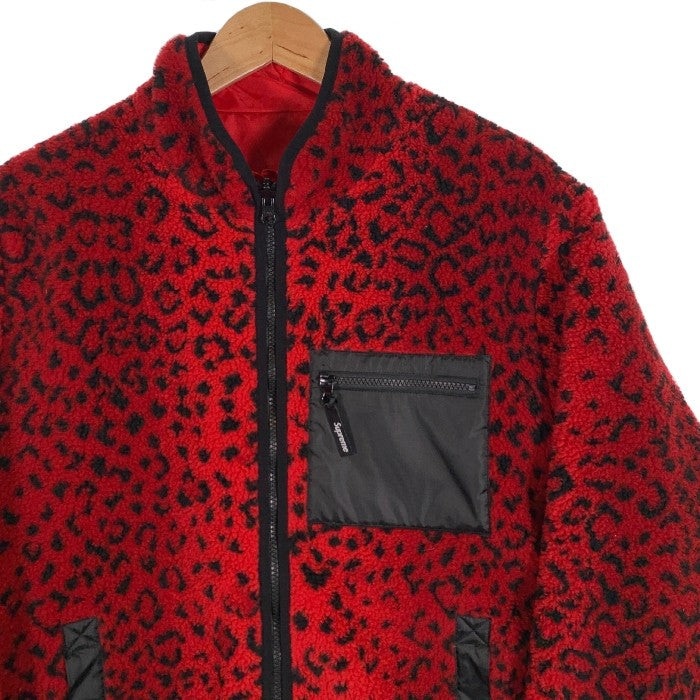 SUPREME シュプリーム 17AW Leopard Fleece Reversible Jacket レオパードフリース リバーシブルジャケット レッド Size L 福生店