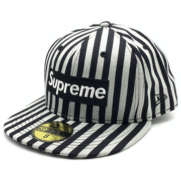 SUPREME シュプリーム 13AW Striped Box Logo New Era 59FIFTY ストライプ ボックスロゴ ニューエラキャップ ブラック グレー Size 8 (63.5cm) 福生店