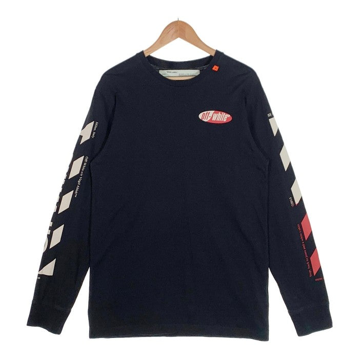 OFF-WHITE オフホワイト 19SS DIAG SPLIT LOGO L/S TEE ダイアゴナルスプリットロゴ ロングスリーブ Tシャツ ブラック OMAB001S19185006 Size L 福生店